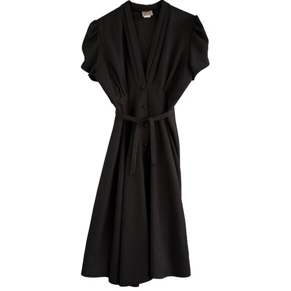 TEREBA MARIE Black Fit & Flare Dress L DK Cottagecore Goth Romance Aesthetic - Picture 3 of 10